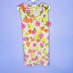 VINTAGE Y2K ROSE COTTAGE MULTICOLOR ROSE GRAPHIC PRINT GIRLS DRESS SIZE 7/8